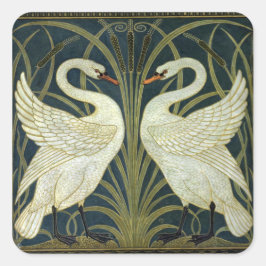 Walter Crane Swan & Rush and Iris Victorian  Fyrkantigt Klistermärke