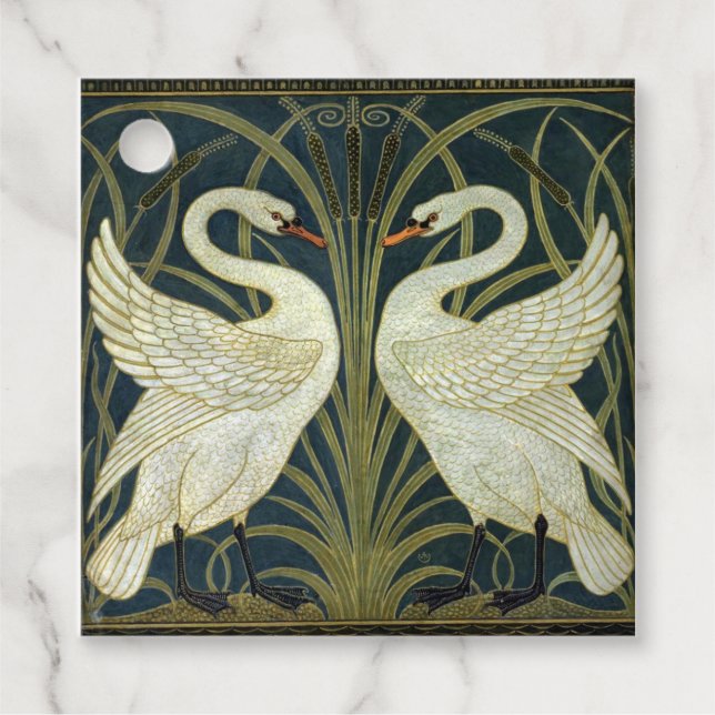 Walter Crane Swan & Rush och Iris viktoriansk  Gåvor Etiketter (Framsida)