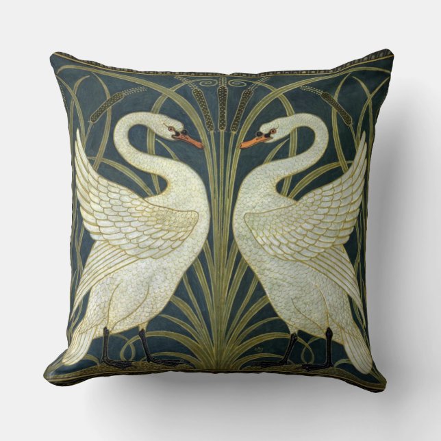 Walter Crane Swan & Rush och Iris viktoriansk  Kudde (Framsida)