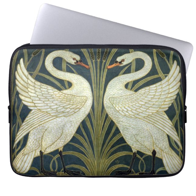 Walter Crane Swan & Rush och Iris viktoriansk  Laptop Fodral (Framsidan)