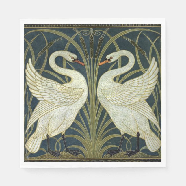 Walter Crane Swan & Rush och Iris viktoriansk  Pappersservett (Framsidan)