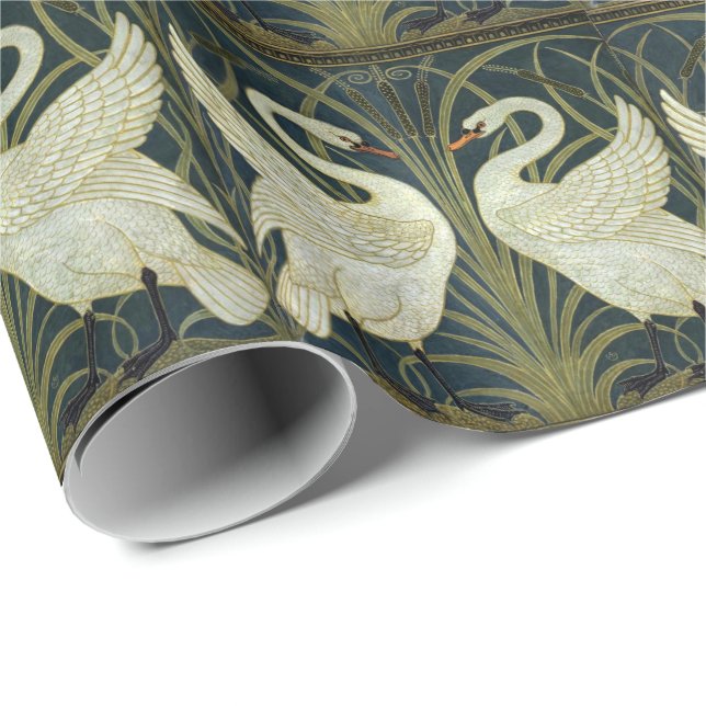 Walter Crane Swan & Rush och Iris viktoriansk  Presentpapper (Rullad Hörn)