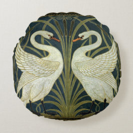Walter Crane Swan & Rush och Iris viktoriansk Rund Kudde