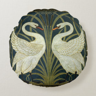 Walter Crane Swan & Rush och Iris viktoriansk Rund Kudde