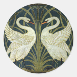 Walter Crane Swan & Rush och Iris viktoriansk  Runt Klistermärke