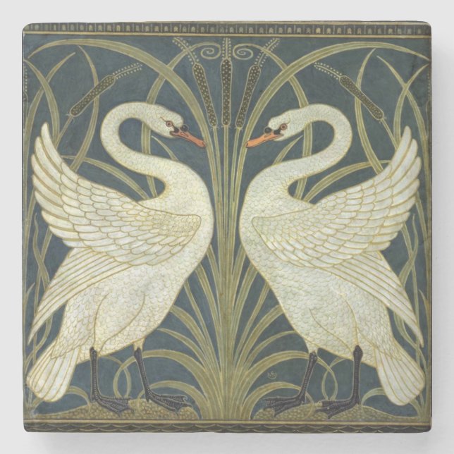 Walter Crane Swan & Rush och Iris viktoriansk  Stenunderlägg (Framsidan)