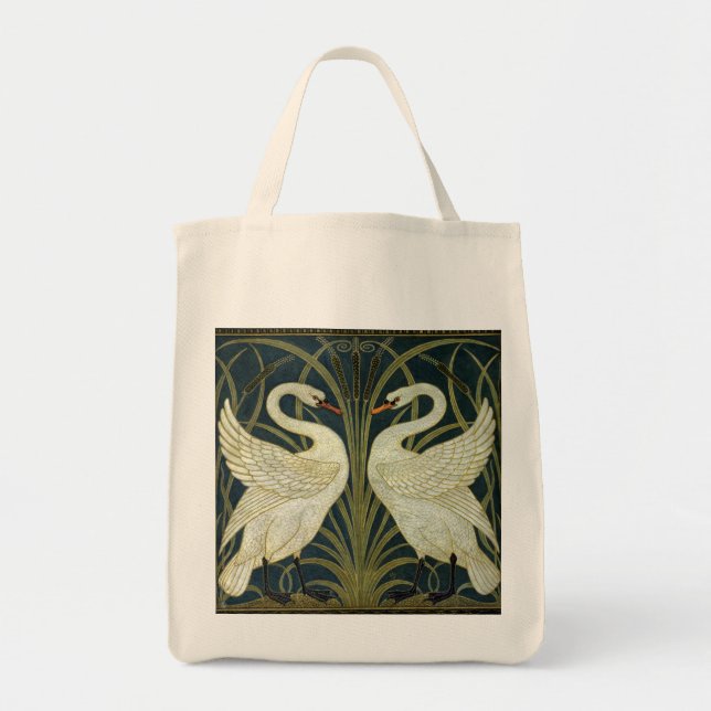 Walter Crane Swan & Rush och Iris viktoriansk  Tygkasse (Framsidan)