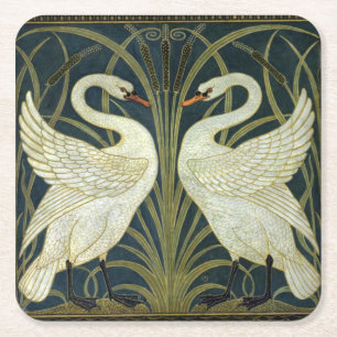 Walter Crane Swan & Rush och Iris viktoriansk Underlägg Papper Kvadrat