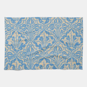 Walter Crane Vintage Blått Frö och Blommig Konst Kökshandduk