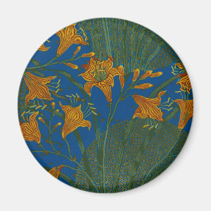 Walter Crane Vintage Daglilje Blommönster Magnet