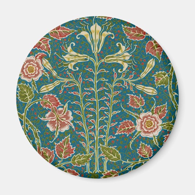Walter Crane Vintage Lily och Ros Blommig Magnet (Framsidan)