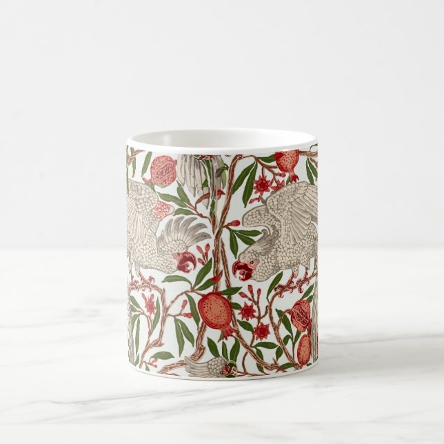 Walter Crane Vit Kakadua Röd Granatäpple Konst Kaffemugg (Center)