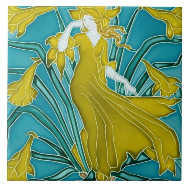 Walter Crane's Art nouveau Kakelplatta (Framsidan)
