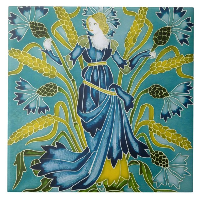 Walter Crane's Art nouveau Kakelplatta (Framsidan)