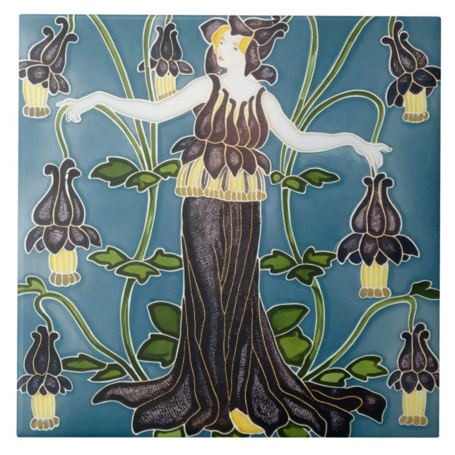 Walter Crane's Art nouveau Kakelplatta (Framsidan)