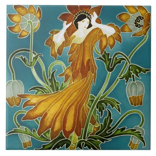 Walter Crane's Art nouveau Kakelplatta (Framsidan)