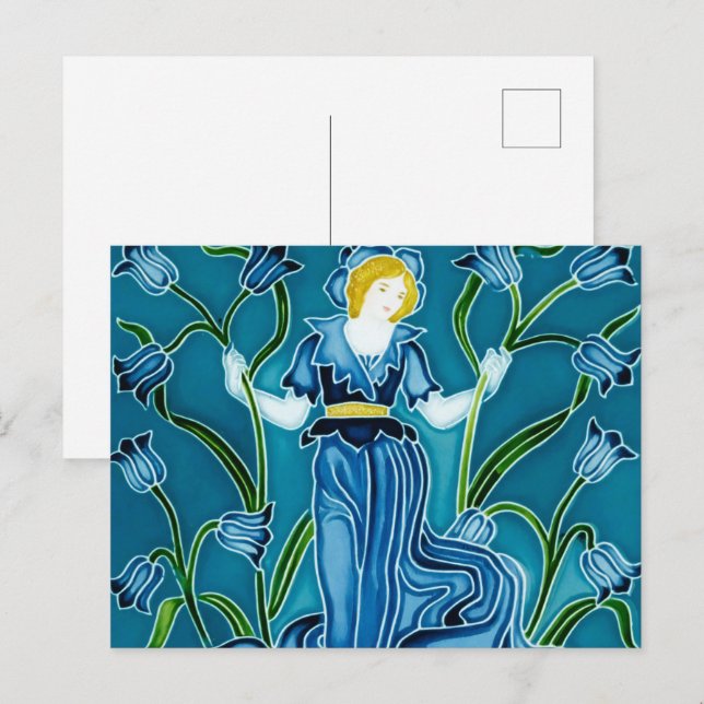 Walter Crane's Art nouveau Vykort (Fram/baksida)