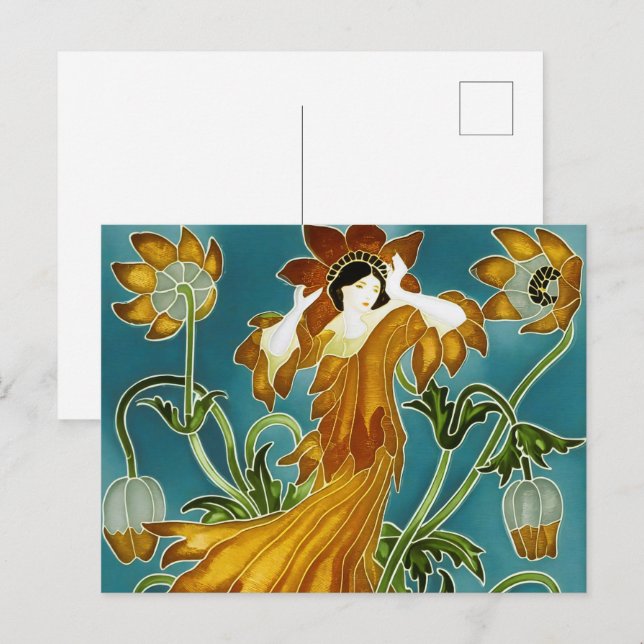 Walter Crane's Art nouveau Vykort (Fram/baksida)