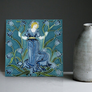 Walter Crane's Enchanted Garden Art nouveau Blommi Kakelplatta