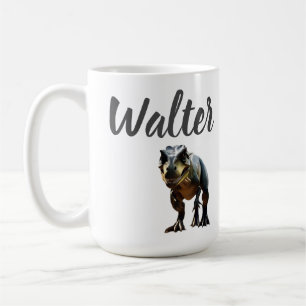Walter Namn With T Rex Dinosaur Kaffemugg