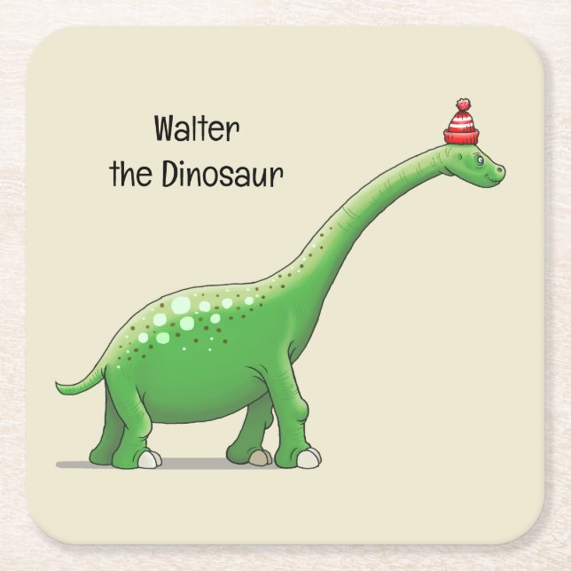 Walter the Dinosaur Underlägg Papper Kvadrat (Framsidan)