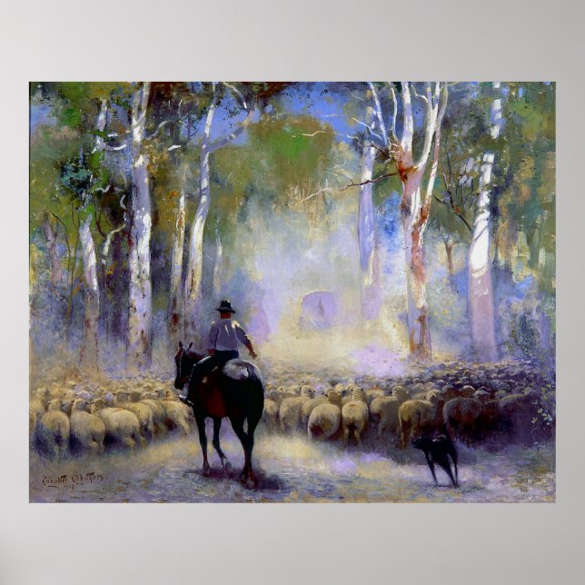Walter Withers The Drover 1912 Australiensisk kons Poster (Framsidan)