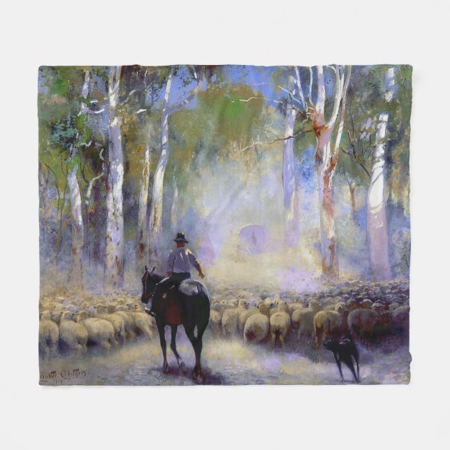 Walter Withers The Drover 1912 australisk konstnär Fleecefilt (Framsidan (Horisontell))