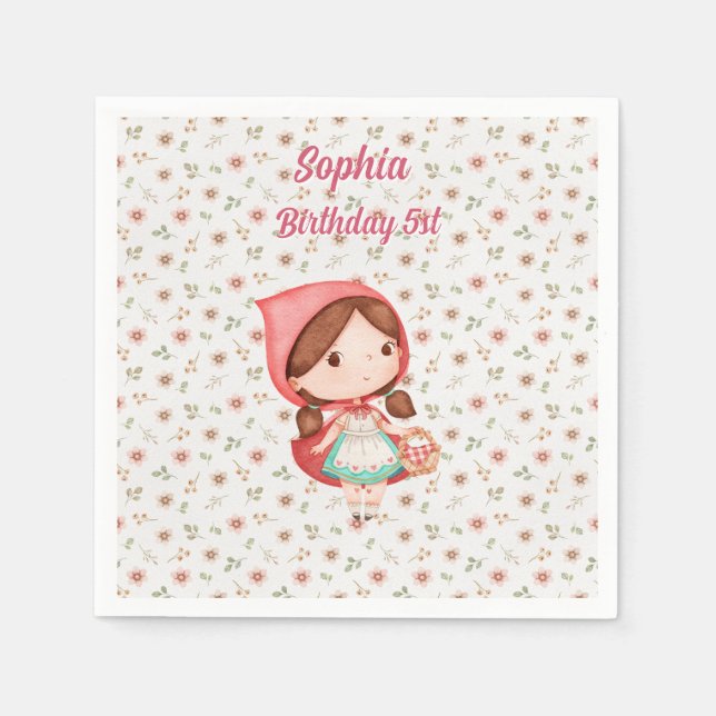  waltercolor little red riding hood floral wrappin pappersservett (Framsidan)