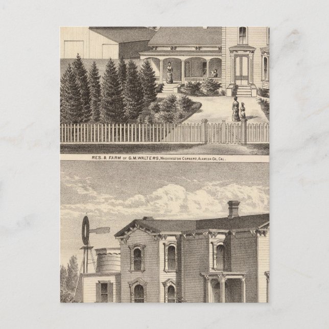 Walters, Crowell residenet, farm Vykort (Framsida)