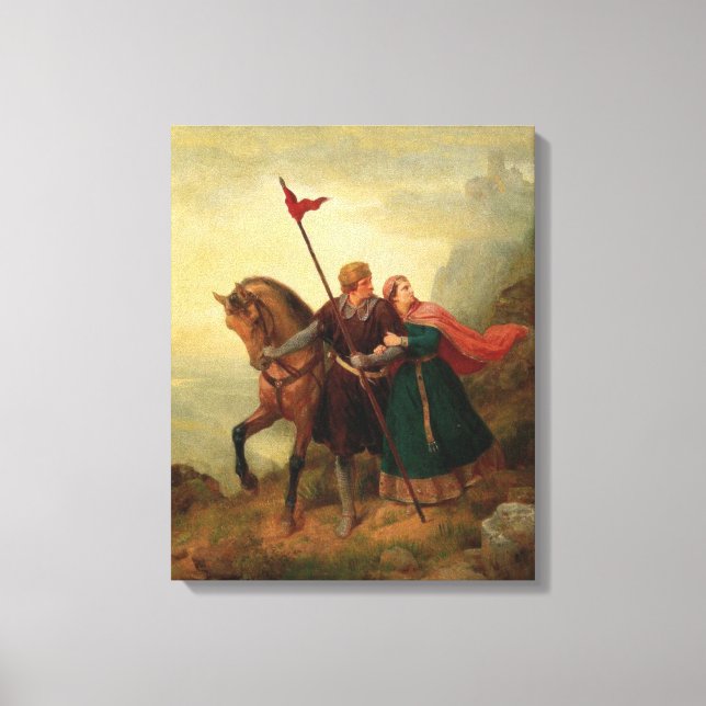 Walther och Hildegund Fleeing med deras Horse Canvastryck (Framsida)