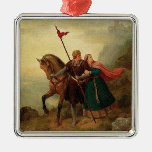 Walther och Hildegund Fleeing med deras Horse Julgransprydnad Metall