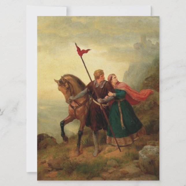 Walther och Hildegund Fleeing med deras Horse Kort (Framsida)