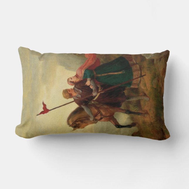 Walther och Hildegund Fleeing med deras Horse Lumbarkudde (Framsida)