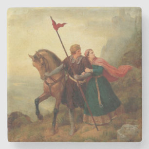 Walther och Hildegund Fleeing med deras Horse Stenunderlägg