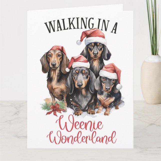 Walting in a Weenie Wonderland Hund jul Kort (Framsida)