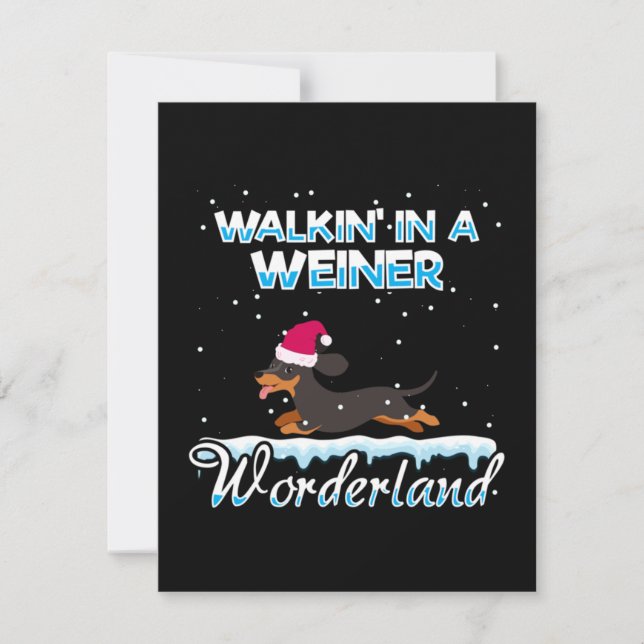 Walting in a Weiner Wonderland Julafton Anteckningskort (Framsida)