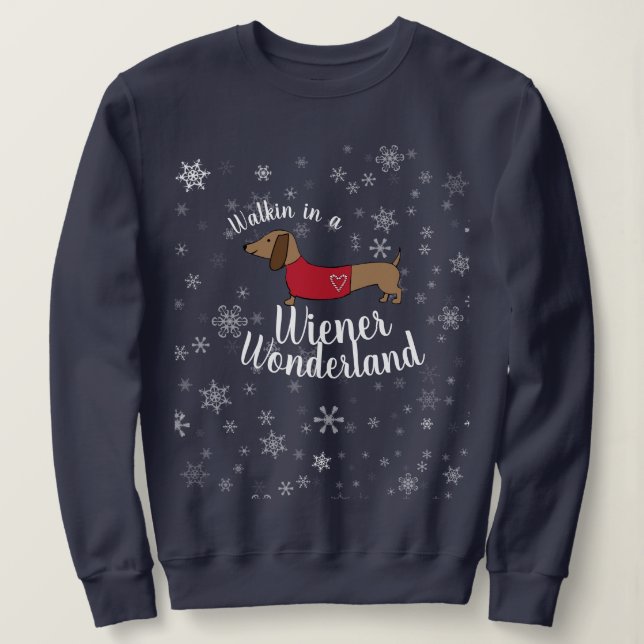 Walting in a Wiener Wonderland Dachshund Doxie T Shirt (Design framsida)
