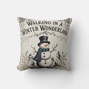Walting in a Winter Wonderland Snögubbe Kudde
