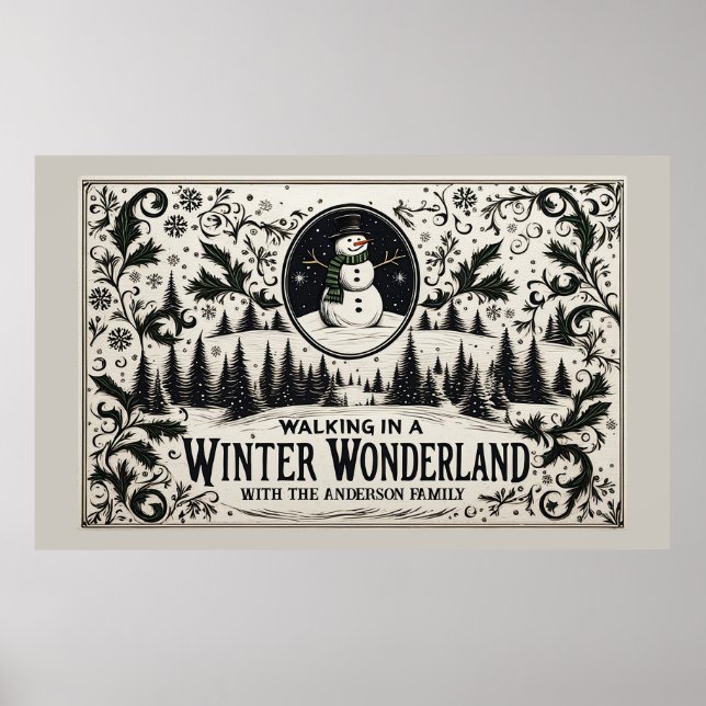 Walting in a Winter Wonderland Snögubbe Poster (Framsidan)