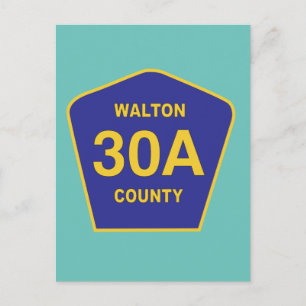 Walton County 30A Highway Sign Florida Vykort