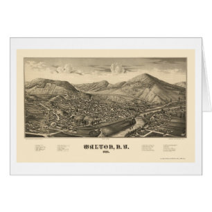 Walton panorama- karta för NY - 1887 Hälsningskort