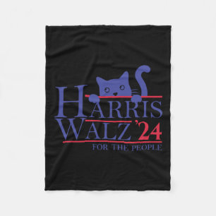 Waltz 2024 för People Funny Cat Dam Kamala 20 Fleecefilt