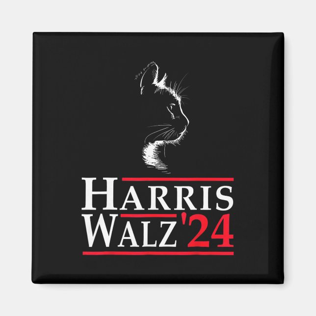 Waltz 2024 Funny Cat Vote for Kamala Harris Tim Wa Magnet (Framsidan)