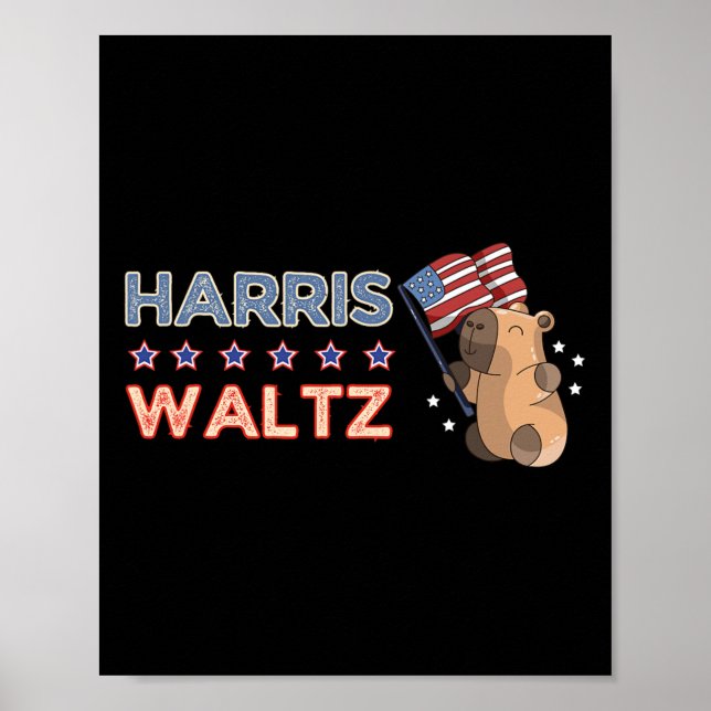 Waltz 2024 Shirt Capybara Flagga Patriot Capy Rode Poster (Framsidan)