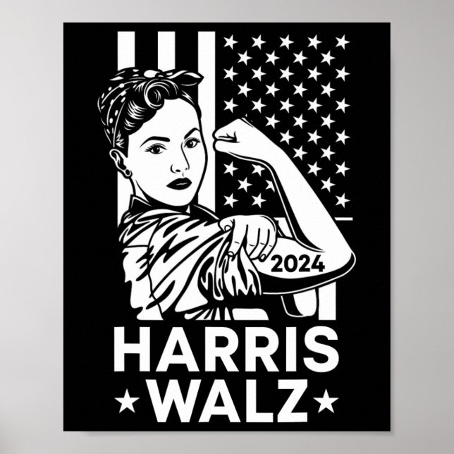 Waltz 2024 USA flagga Kamala Harris Tim Walz 2 Poster (Framsidan)