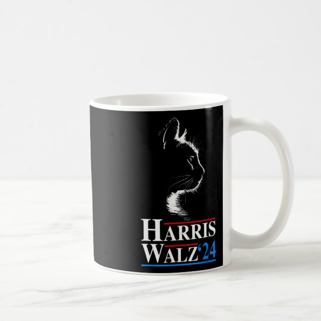 Waltz 2024 Val Funny Cat Kamala Harris Tim Wa Kaffemugg (Höger)