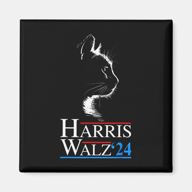 Waltz 2024 Val Funny Cat Kamala Harris Tim WA Magnet (Framsidan)