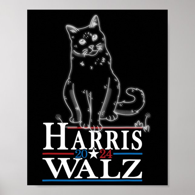 Waltz 2024 Val Funny Cat Kamala Harris Tim WA Poster (Framsidan)