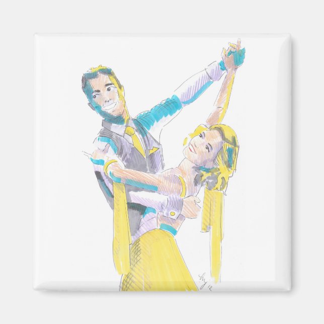 Waltz Ballroom Dancers Teckning Magnet (Framsidan)