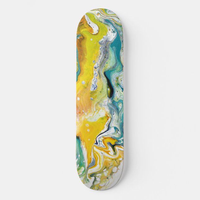 Waltz över 1 Golden Blue Abstrakt Skateboard (Framsida)
